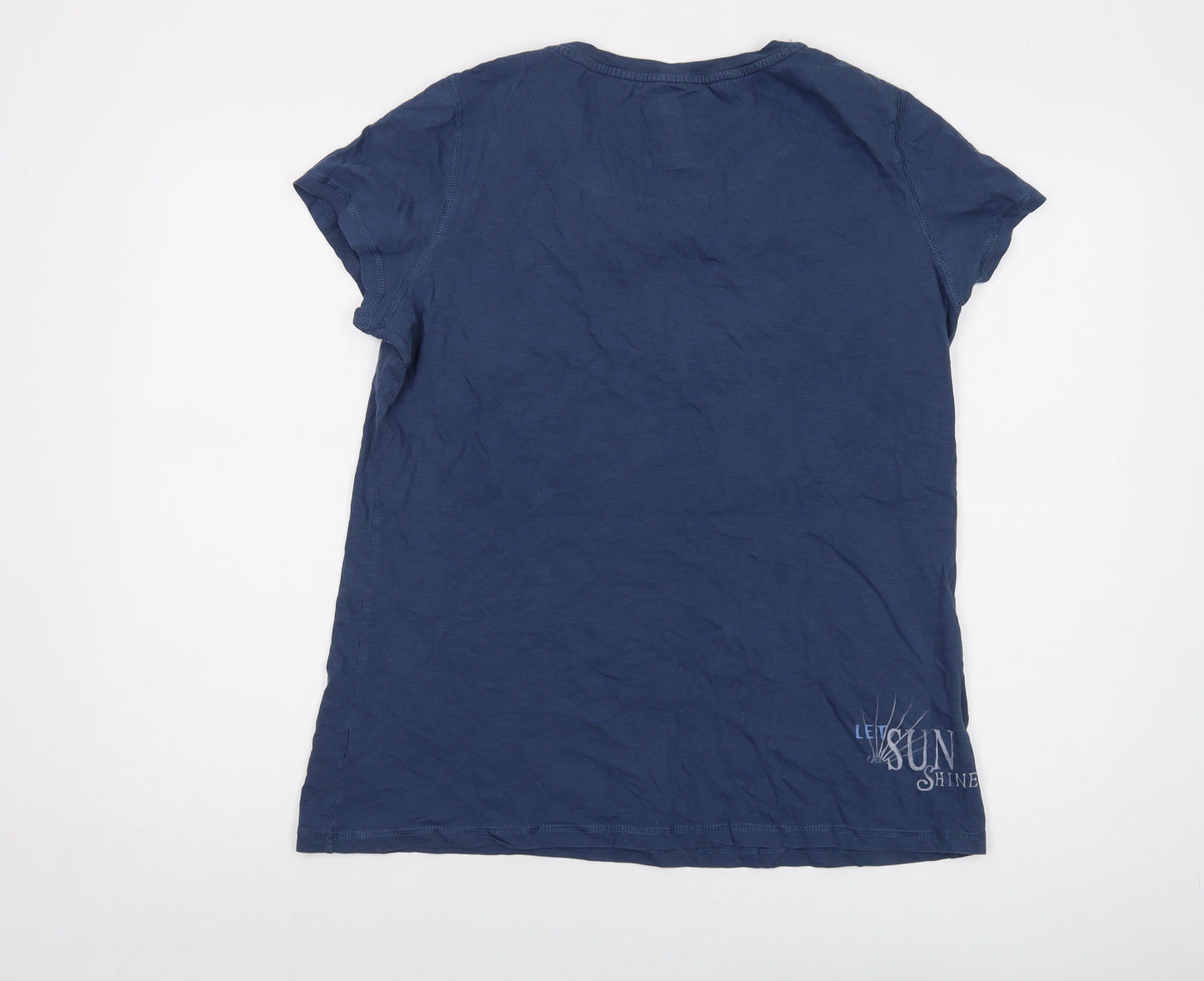 Fat Face Womens Blue Cotton Basic T-Shirt Size 18 Round Neck