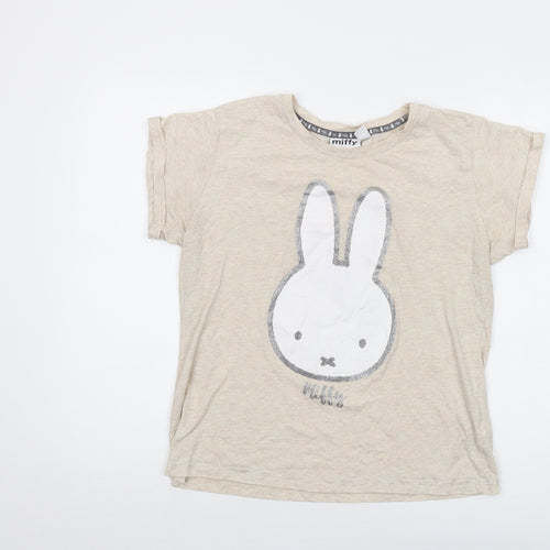 Miffy Womens Beige Cotton Basic T-Shirt Size 10 Crew Neck