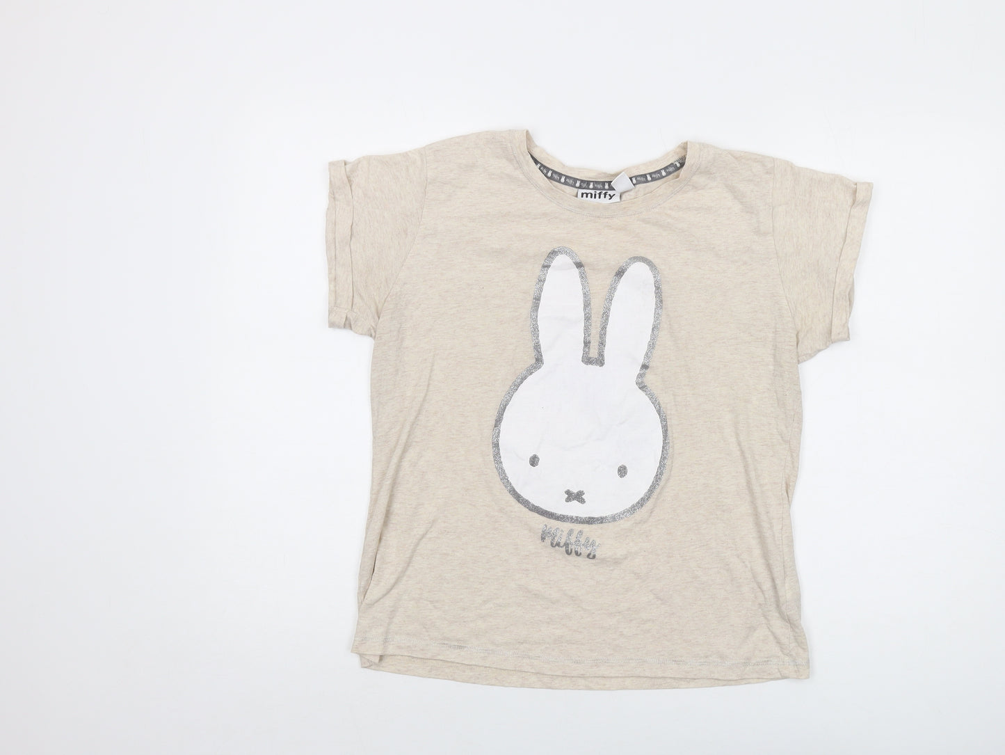 Miffy Womens Beige Cotton Basic T-Shirt Size 10 Crew Neck