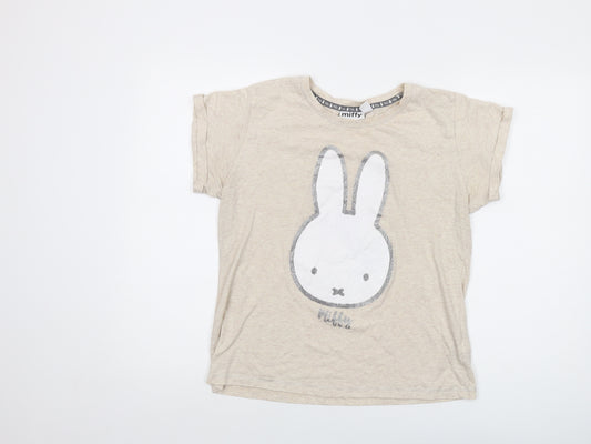 Miffy Womens Beige Cotton Basic T-Shirt Size 10 Crew Neck