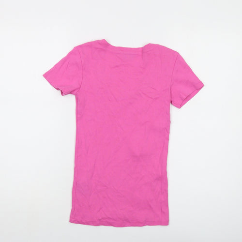 Ralph Lauren Sport Womens Pink Cotton Basic T-Shirt Size XS V-Neck