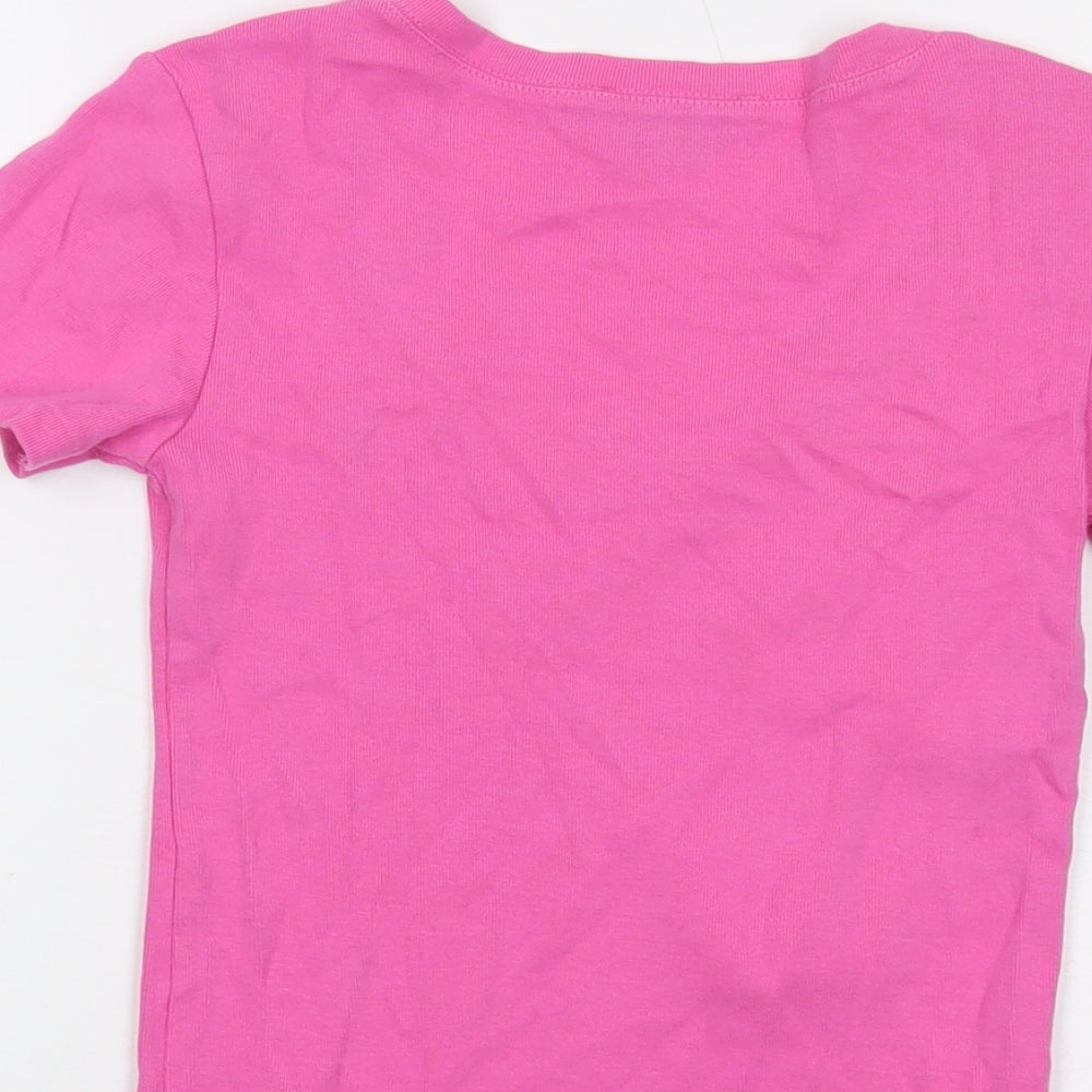 Ralph Lauren Sport Womens Pink Cotton Basic T-Shirt Size XS V-Neck