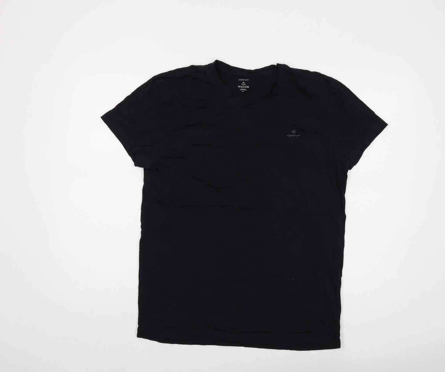 GANT Mens Black Cotton T-Shirt Size M V-Neck