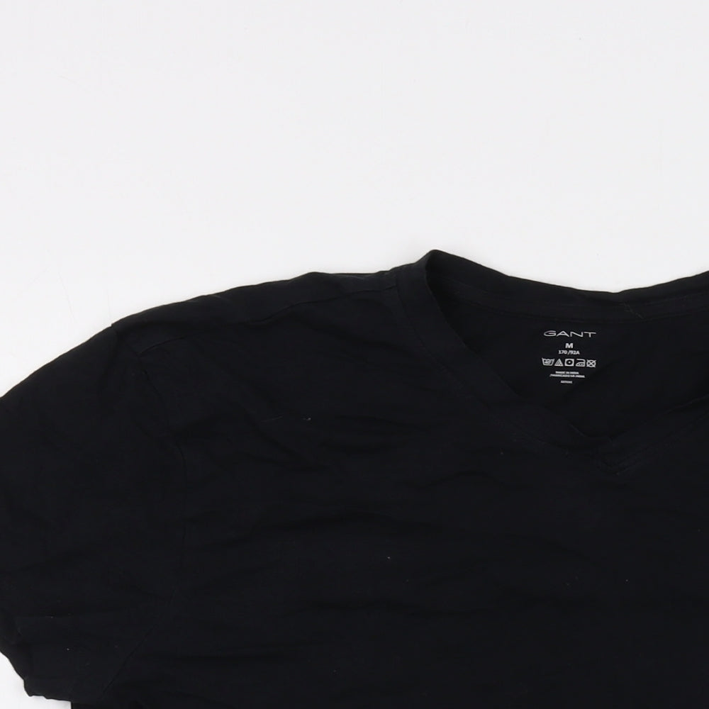 GANT Mens Black Cotton T-Shirt Size M V-Neck