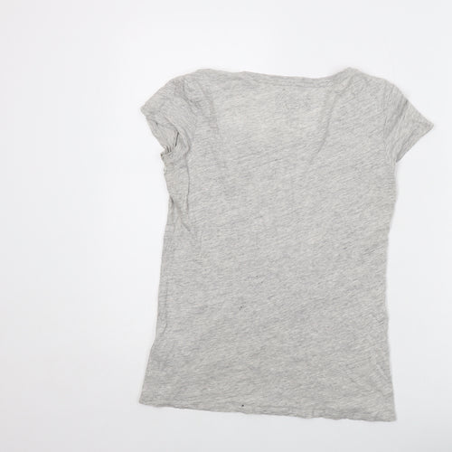 AllSaints Womens Grey Cotton Basic T-Shirt Size 8 Round Neck