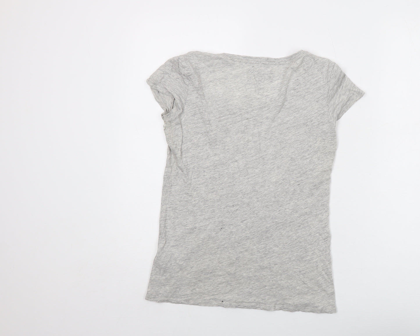 AllSaints Womens Grey Cotton Basic T-Shirt Size 8 Round Neck