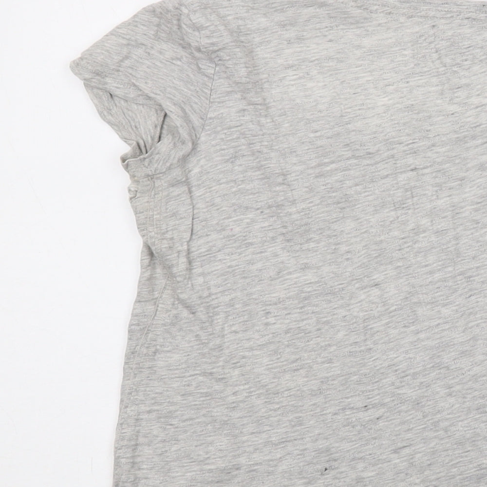 AllSaints Womens Grey Cotton Basic T-Shirt Size 8 Round Neck