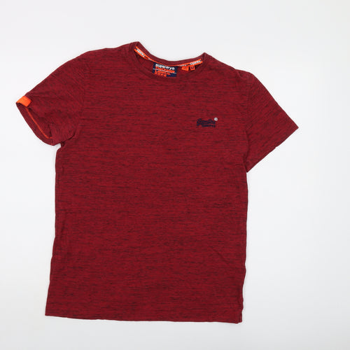 Superdry Mens Red Cotton T-Shirt Size M Crew Neck