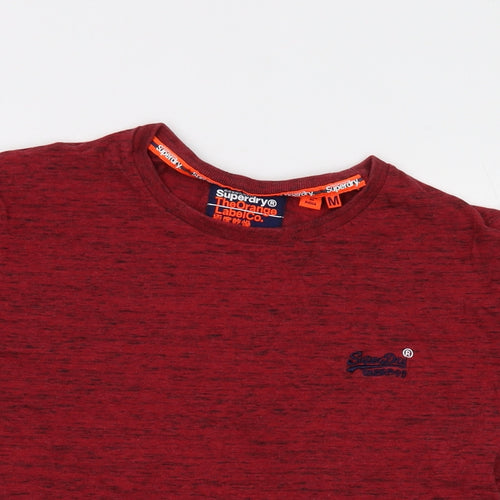 Superdry Mens Red Cotton T-Shirt Size M Crew Neck