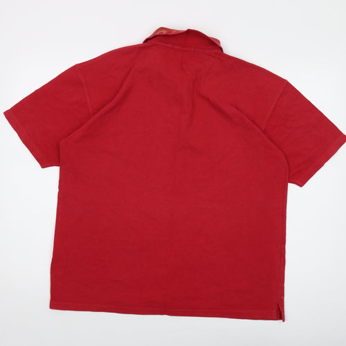 Cotton Traders Mens Red Cotton Polo Size M Collared Button