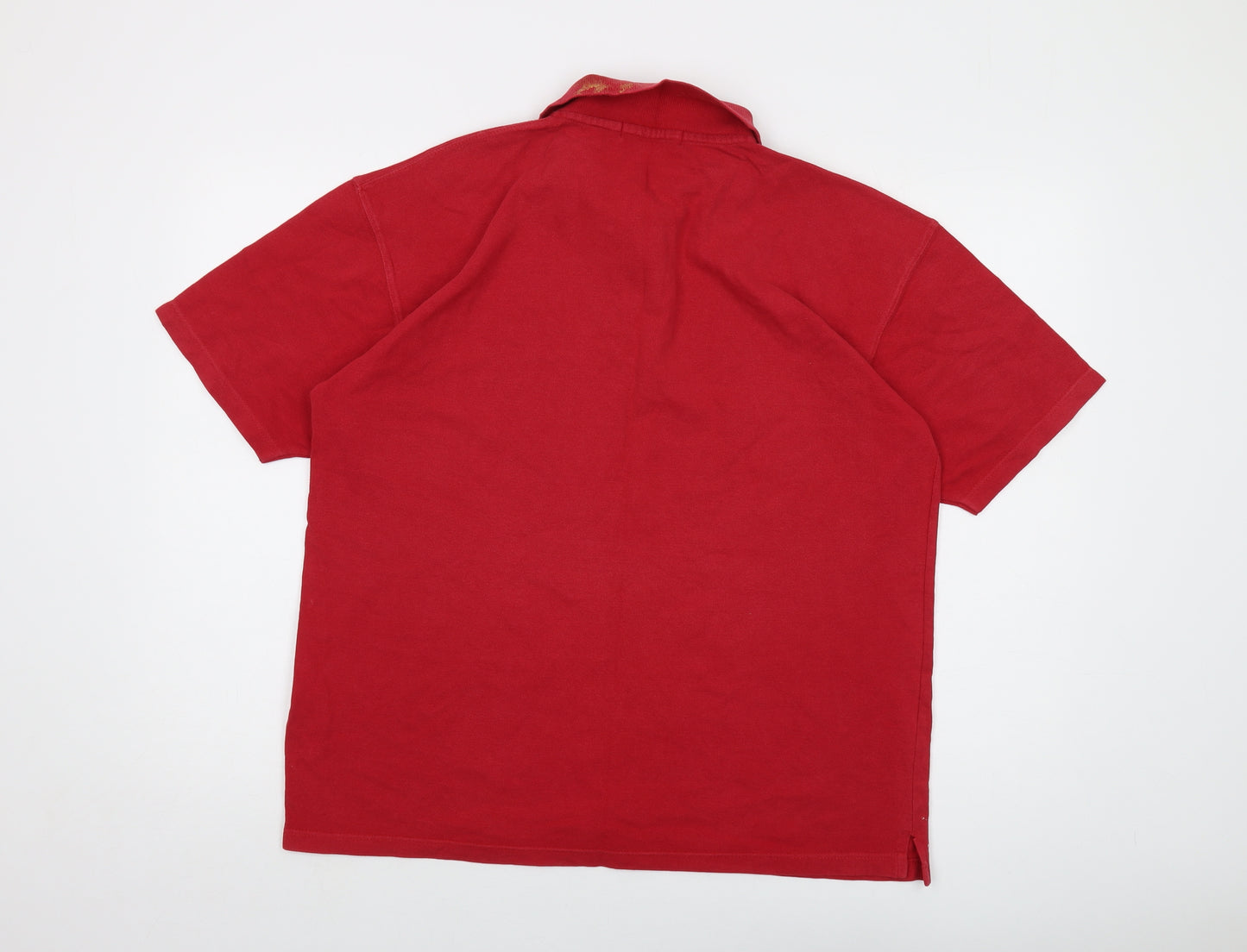 Cotton Traders Mens Red Cotton Polo Size M Collared Button