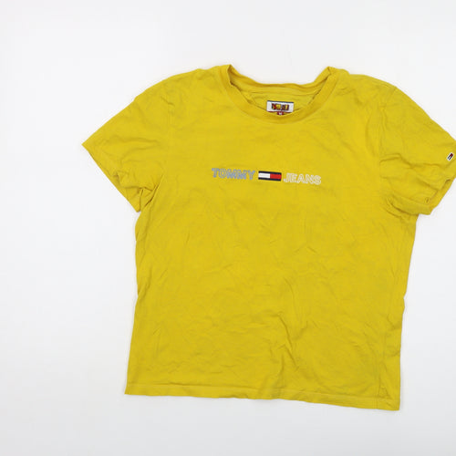 Tommy Jeans Womens Yellow Cotton Basic T-Shirt Size M Crew Neck