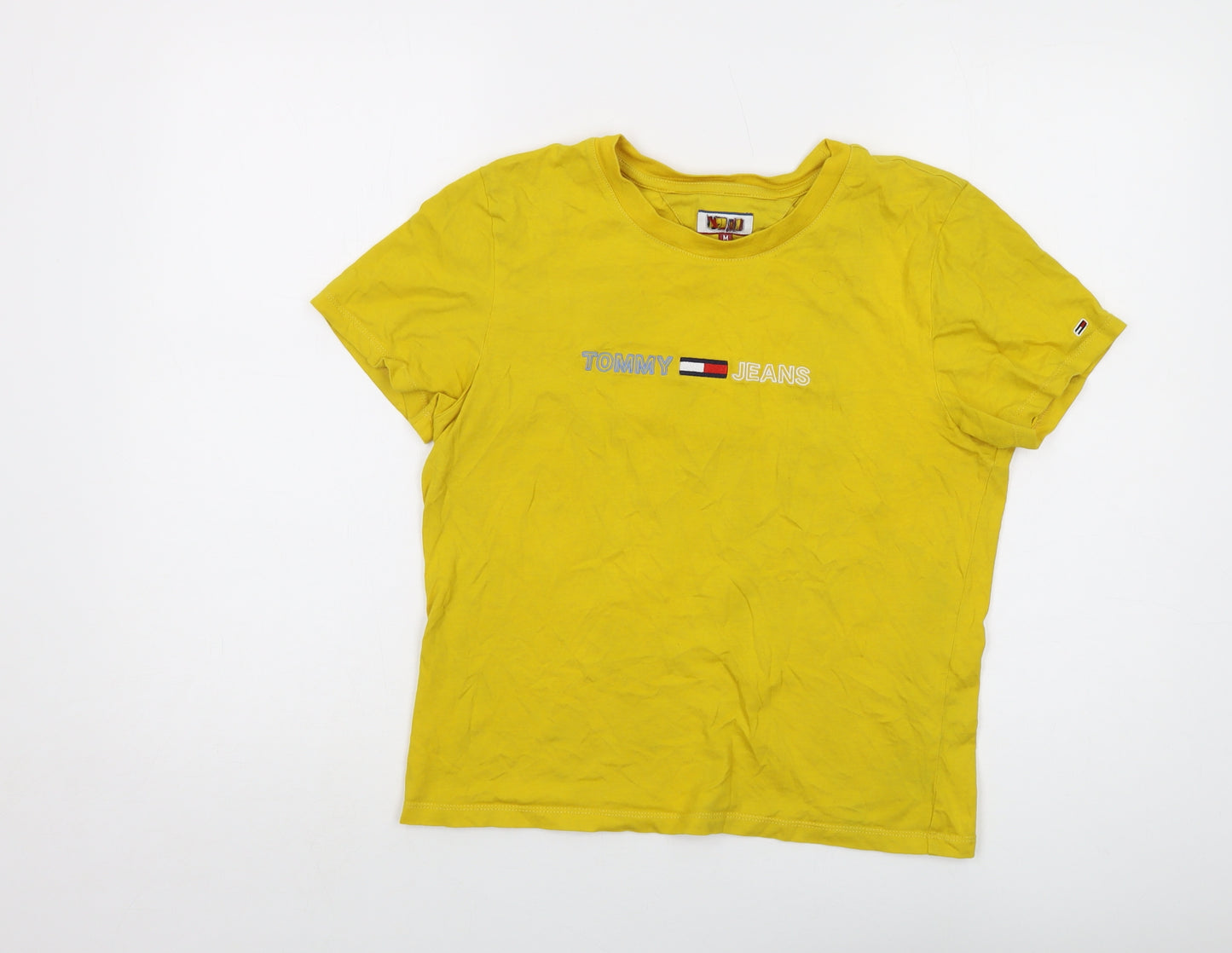 Tommy Jeans Womens Yellow Cotton Basic T-Shirt Size M Crew Neck