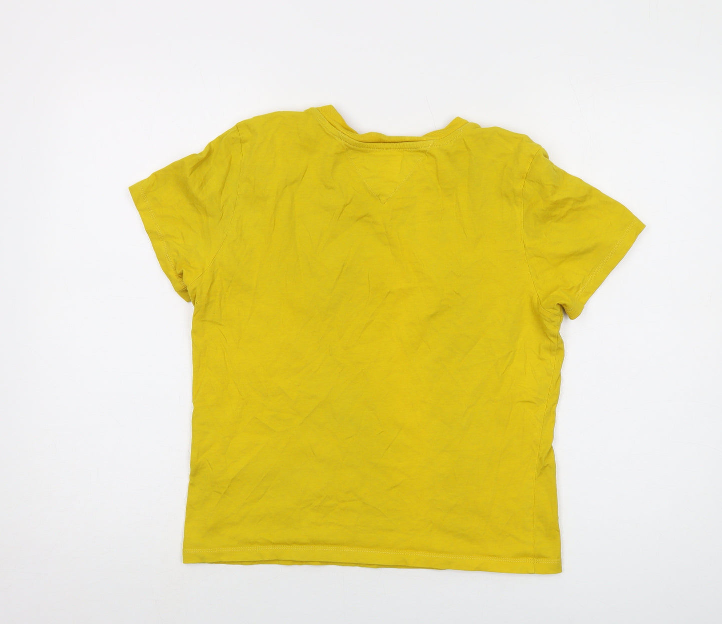 Tommy Jeans Womens Yellow Cotton Basic T-Shirt Size M Crew Neck