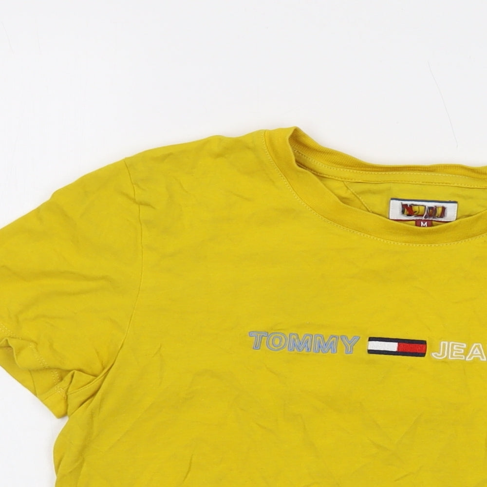 Tommy Jeans Womens Yellow Cotton Basic T-Shirt Size M Crew Neck