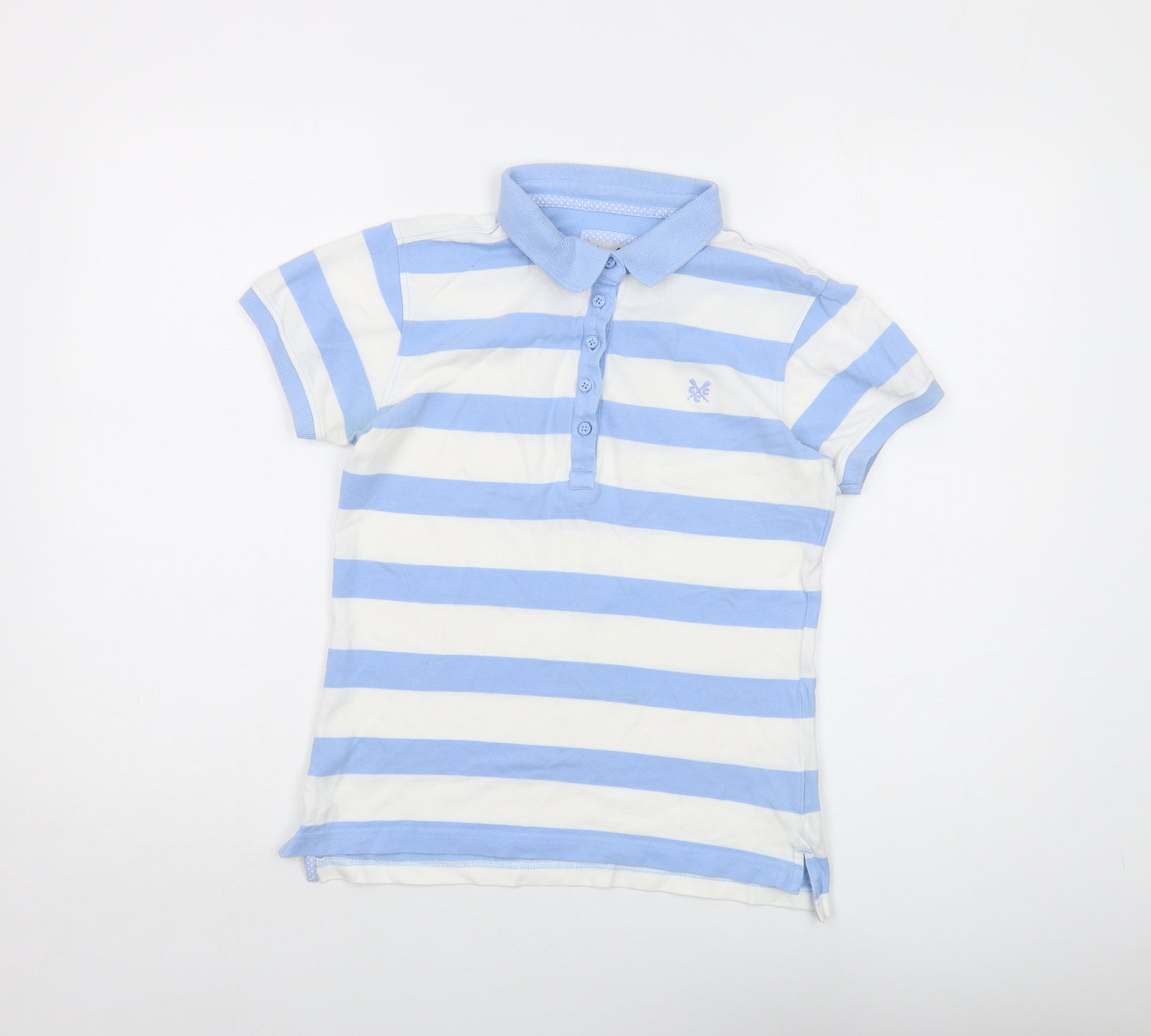 Crew Clothing Womens Blue Striped Cotton Basic Polo Size 8 Collared