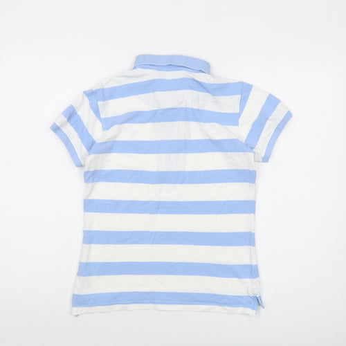 Crew Clothing Womens Blue Striped Cotton Basic Polo Size 8 Collared