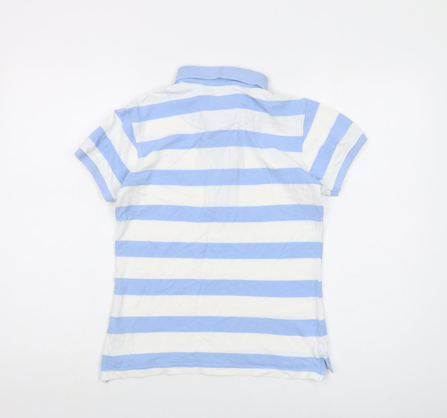 Crew Clothing Womens Blue Striped Cotton Basic Polo Size 8 Collared