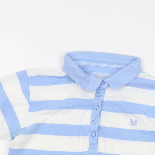 Crew Clothing Womens Blue Striped Cotton Basic Polo Size 8 Collared