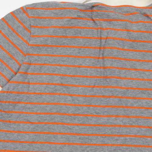 Gap Mens Grey Striped Cotton Polo Size L Collared Button