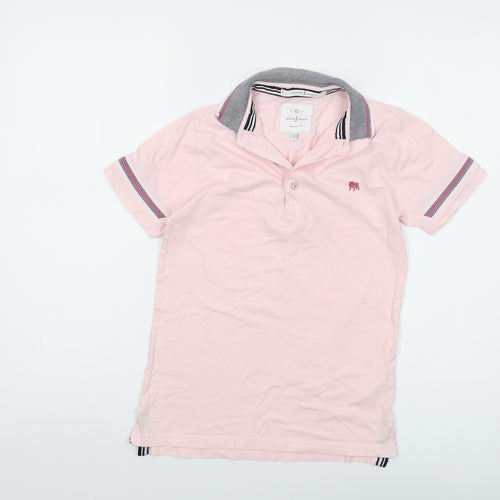 Jasper Conran Boys Pink Cotton Basic Polo Size 9-10 Years Collared Button