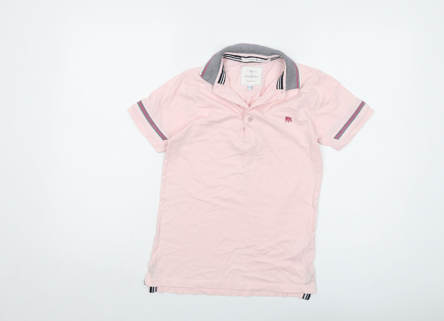 Jasper Conran Boys Pink Cotton Basic Polo Size 9-10 Years Collared Button