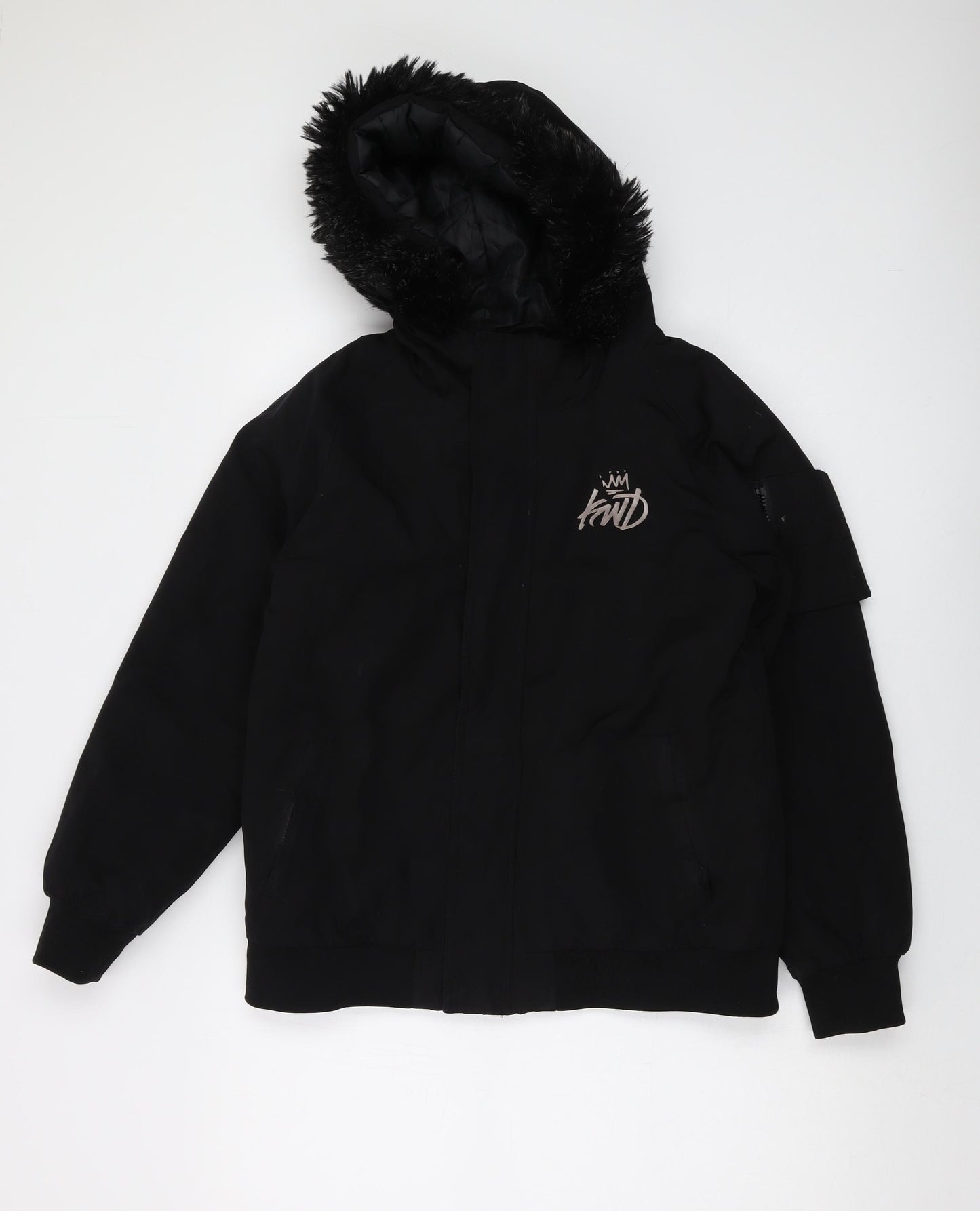 KWD Boys Black Jacket Size 14-15 Years Zip