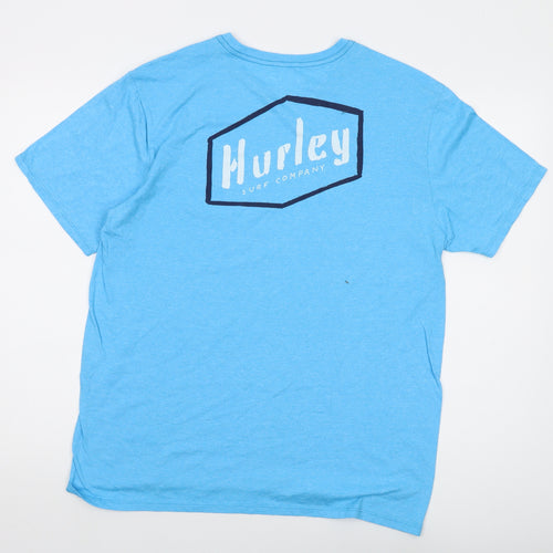 Hurley Mens Blue Polyester T-Shirt Size L Crew Neck