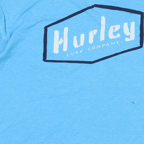 Hurley Mens Blue Polyester T-Shirt Size L Crew Neck