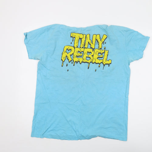 Tiny Rebel Mens Blue Cotton T-Shirt Size L Crew Neck