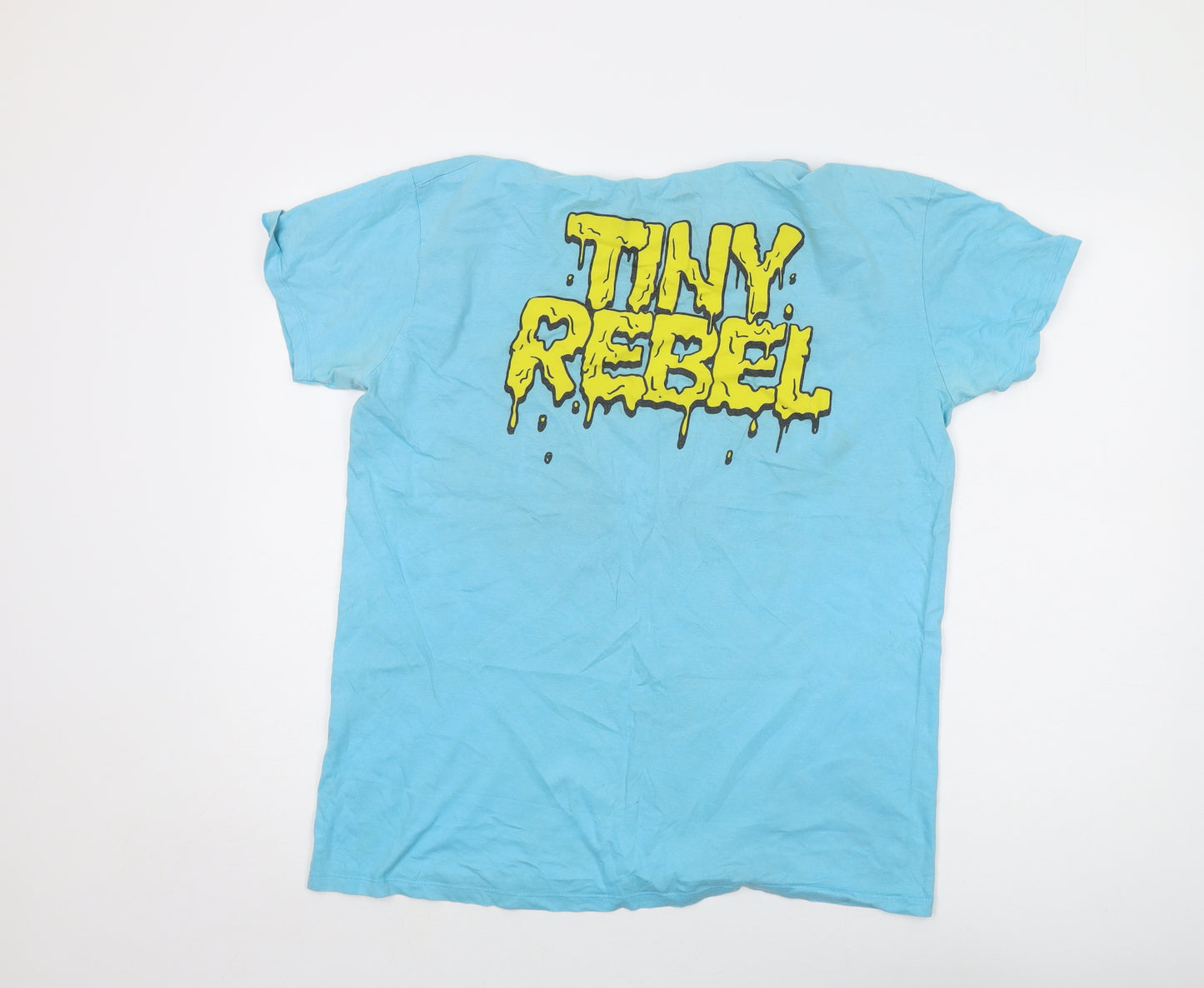 Tiny Rebel Mens Blue Cotton T-Shirt Size L Crew Neck