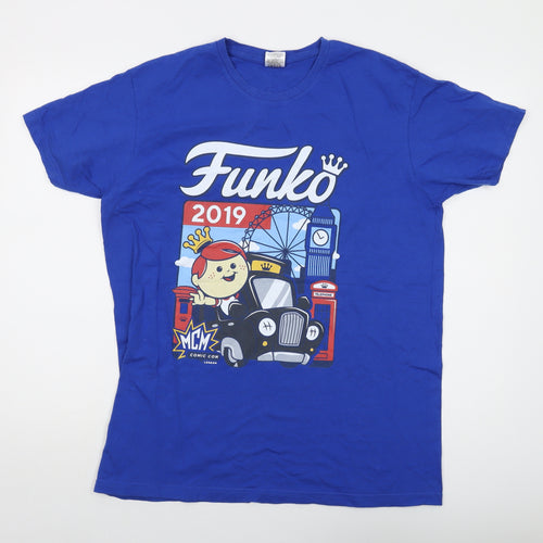 Funko Mens Blue Cotton T-Shirt Size XL Crew Neck