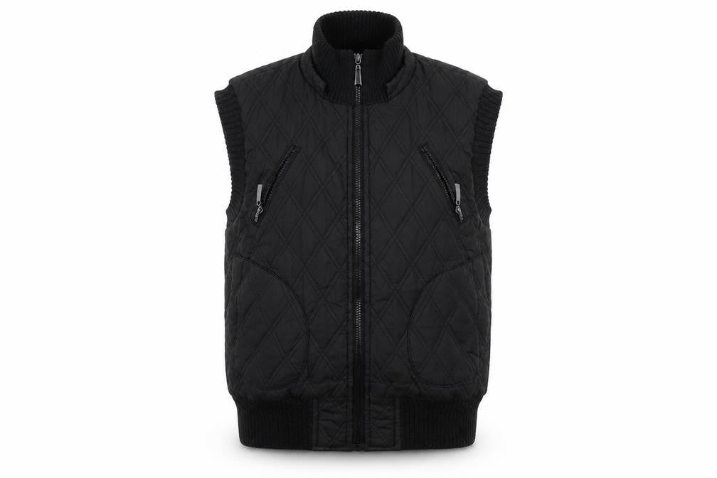 Front view of Kosha women’s black gilet waistcoat, size UK 12, zip
