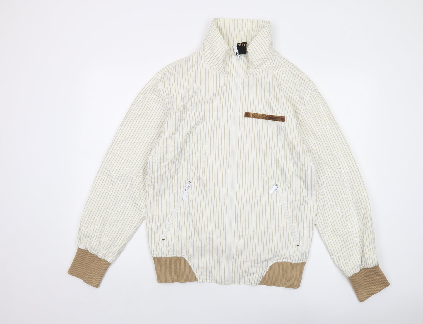 Supermebering Mens White Striped Jacket Size M Zip