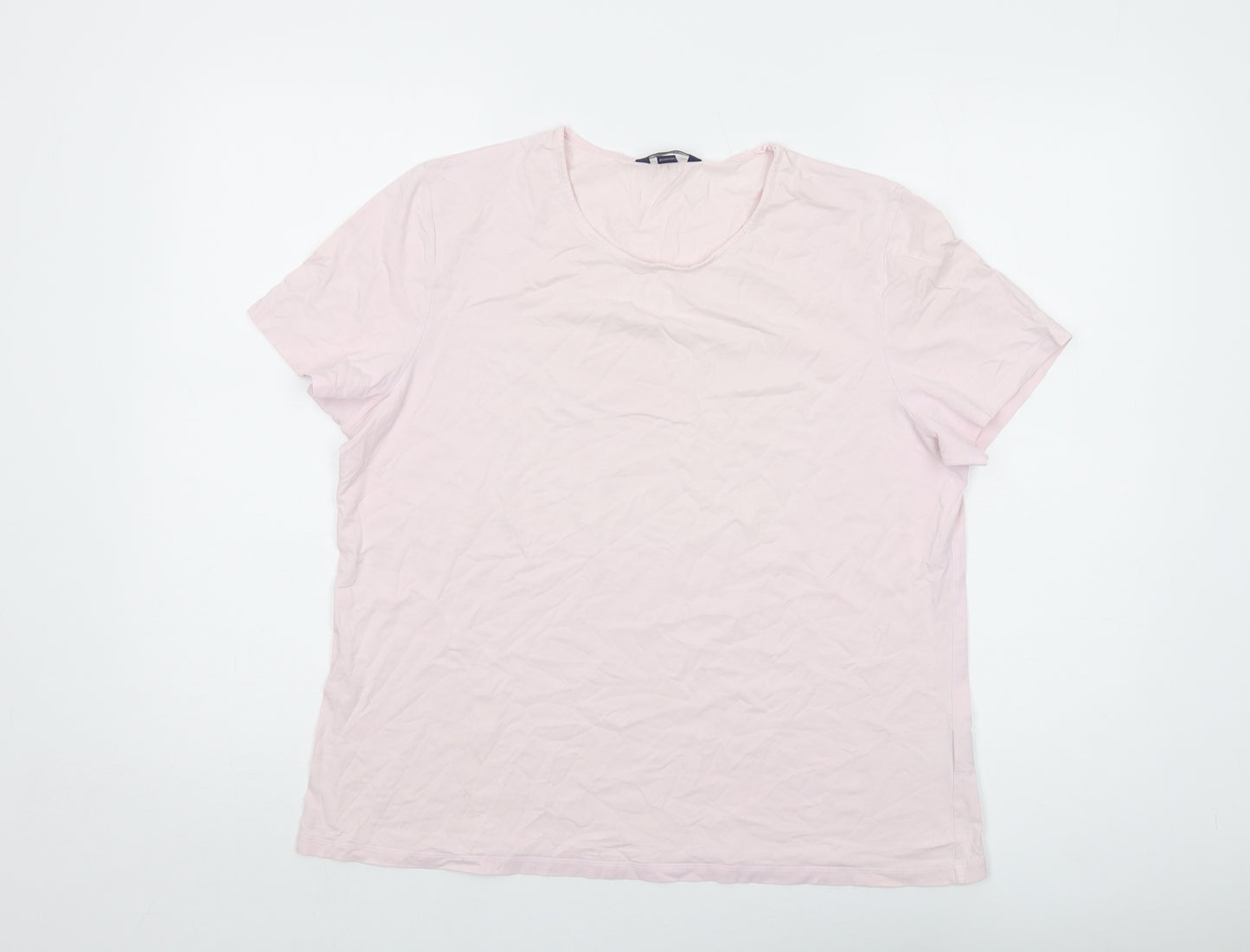 Lands' End Womens Pink Cotton Basic T-Shirt Size 14 Round Neck