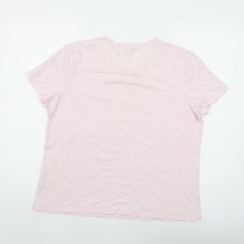 Lands' End Womens Pink Cotton Basic T-Shirt Size 14 Round Neck