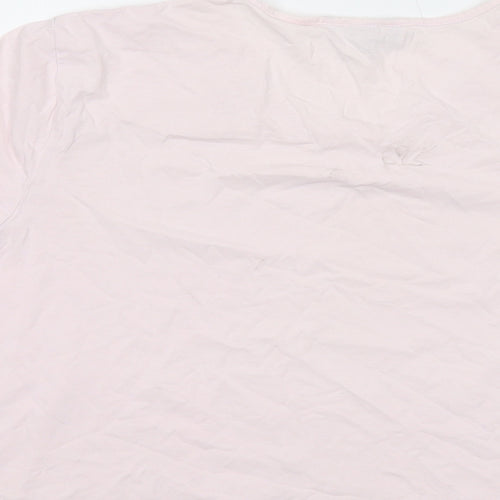 Lands' End Womens Pink Cotton Basic T-Shirt Size 14 Round Neck