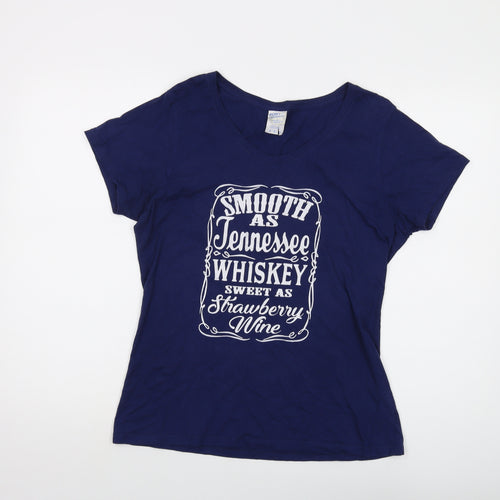 Smooth as Tennessee Womens Blue Cotton Basic T-Shirt Size M Crew Neck - Whiskey