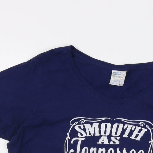 Smooth as Tennessee Womens Blue Cotton Basic T-Shirt Size M Crew Neck - Whiskey