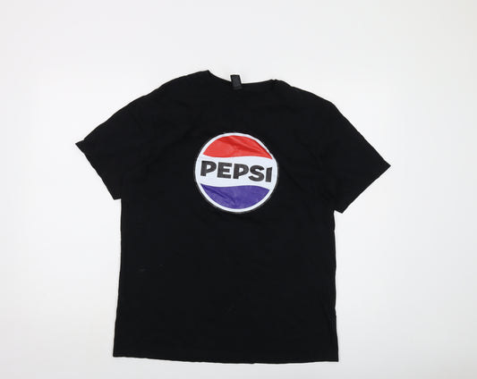 Pepsi Mens Black Cotton T-Shirt Size M Crew Neck