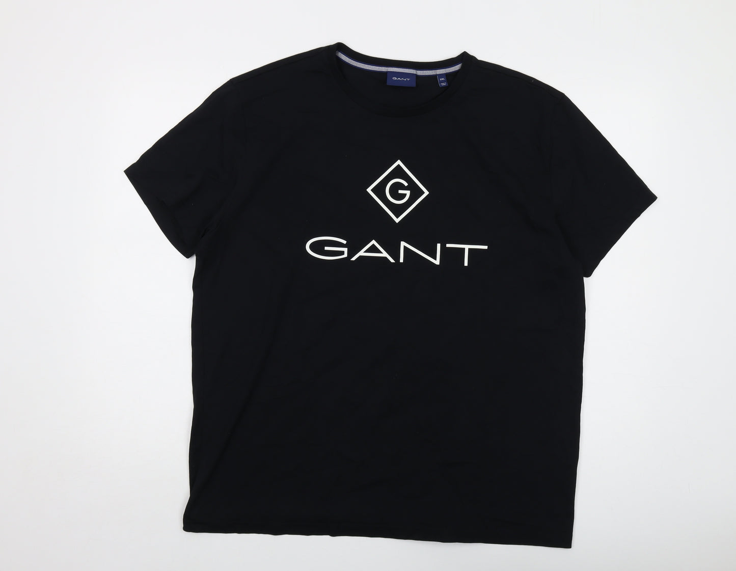 GANT Mens Black Cotton T-Shirt Size 2XL Crew Neck