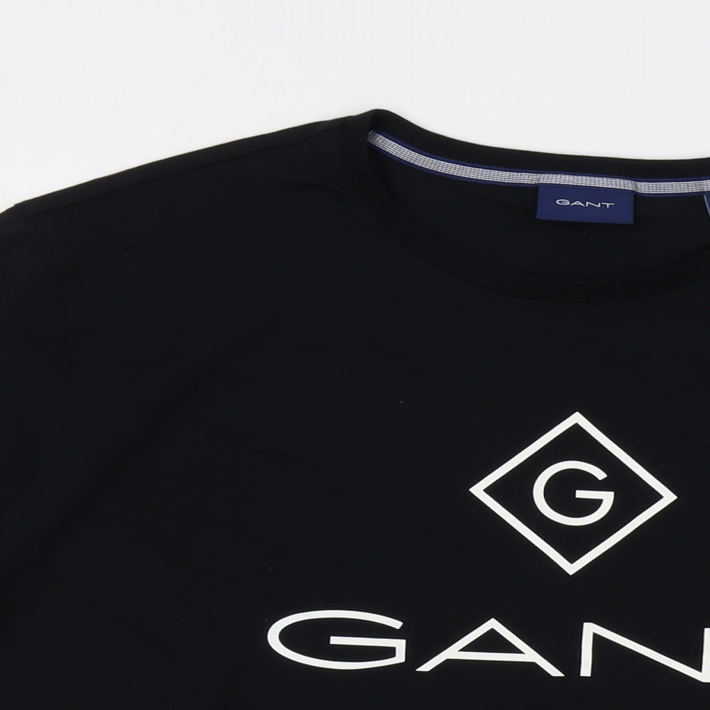 GANT Mens Black Cotton T-Shirt Size 2XL Crew Neck