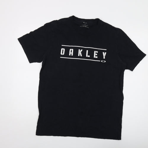 Oakley Mens Black Cotton T-Shirt Size L Crew Neck