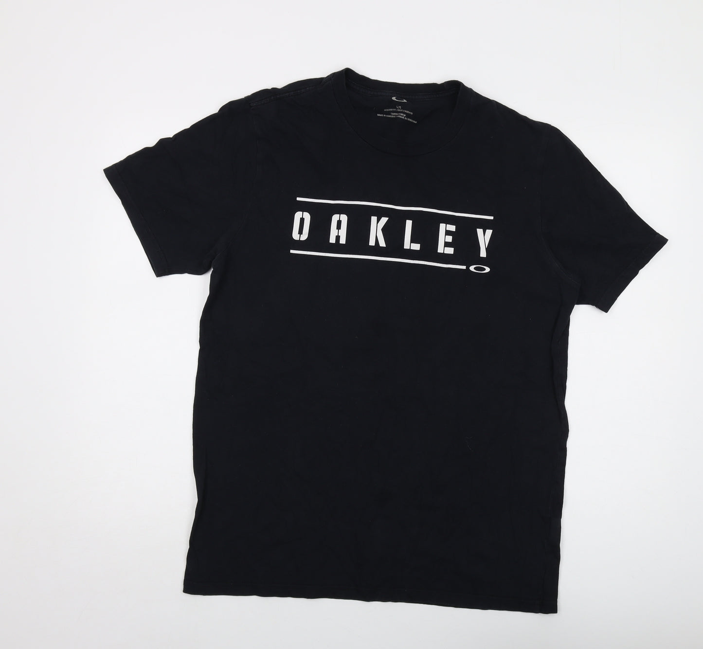 Oakley Mens Black Cotton T-Shirt Size L Crew Neck