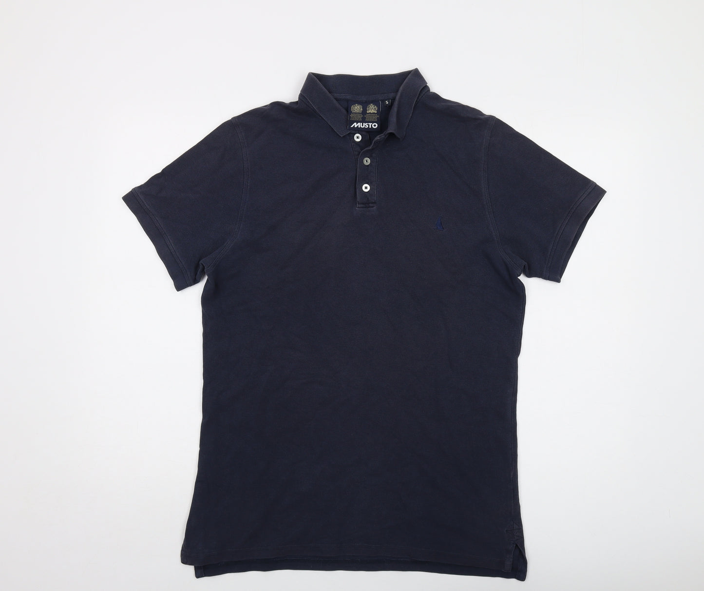 MUSTO Mens Blue Cotton Polo Size S Collared Button