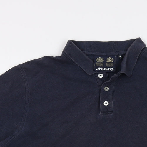 MUSTO Mens Blue Cotton Polo Size S Collared Button