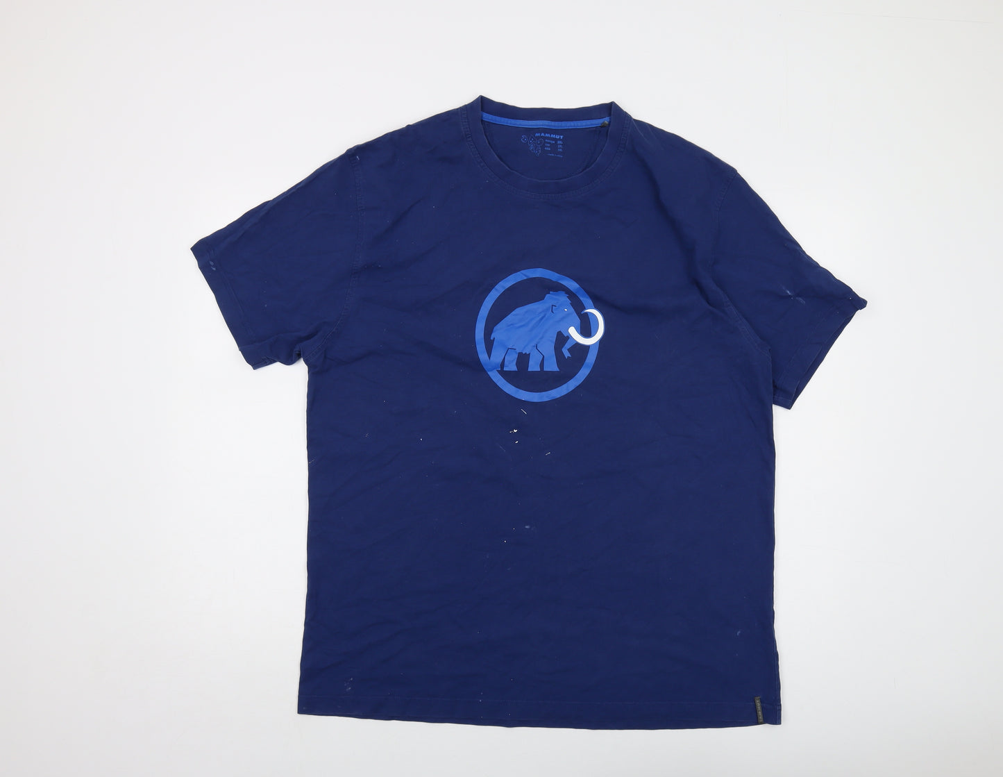 Mammut Mens Blue Cotton T-Shirt Size 2XL Crew Neck