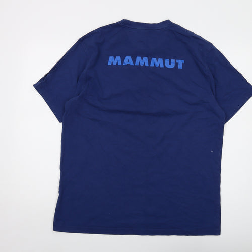 Mammut Mens Blue Cotton T-Shirt Size 2XL Crew Neck