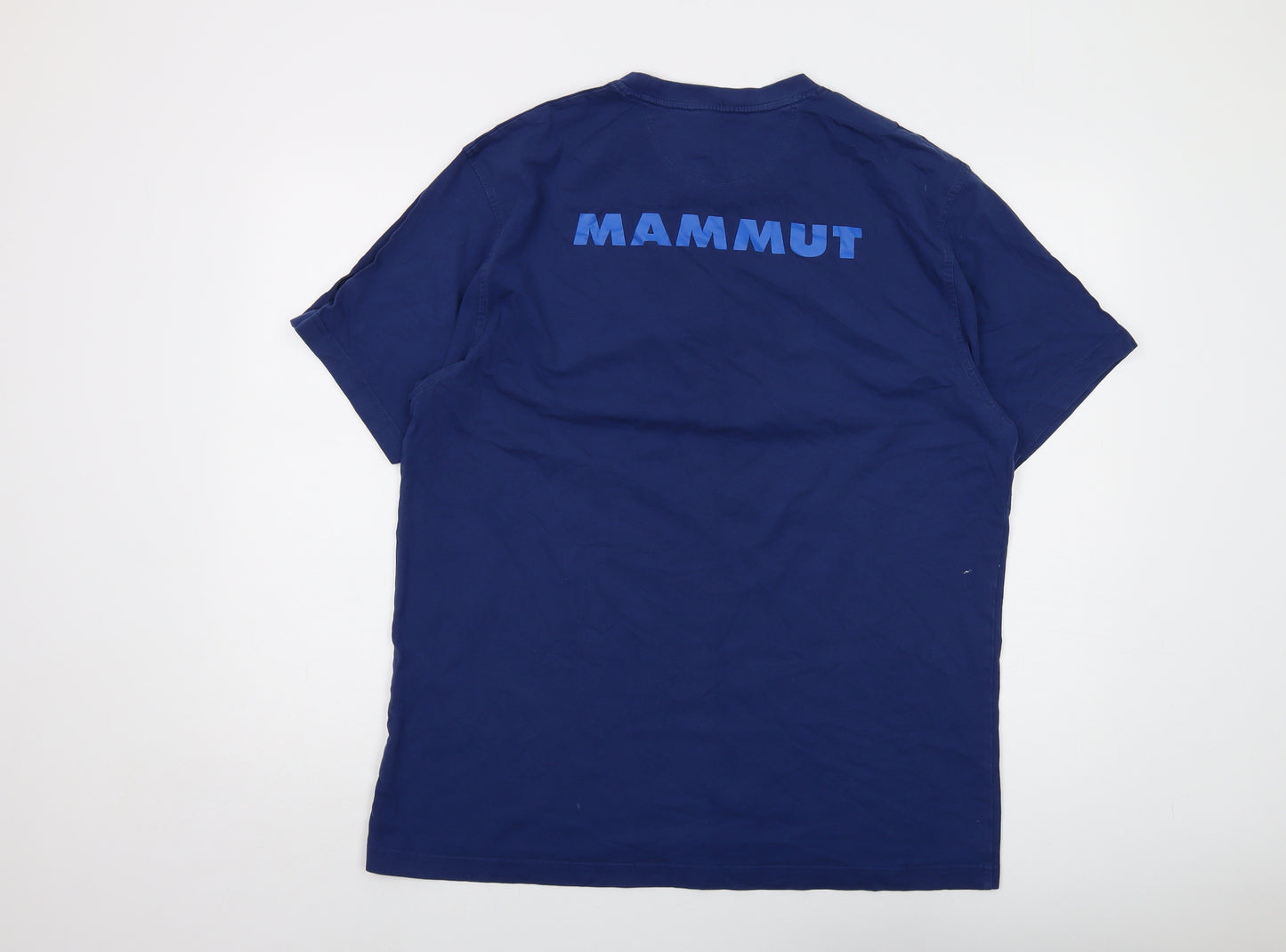 Mammut Mens Blue Cotton T-Shirt Size 2XL Crew Neck