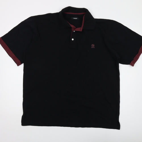 Lesmart Mens Black Cotton Polo Size 2XL Collared Button